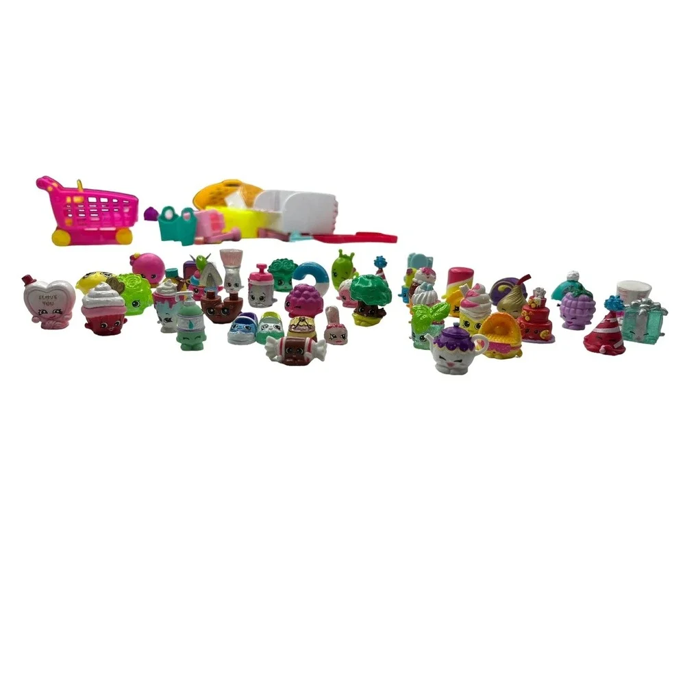 Shopkins Lot Of 59 Various Series /Seasons Bag Basket Pet Carrier Shopping Cart